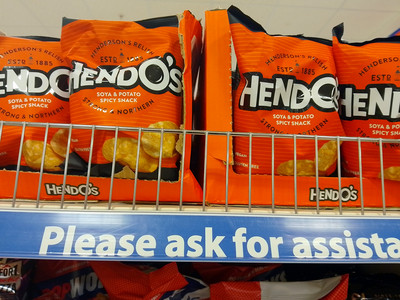 A box of Henderson's crisps